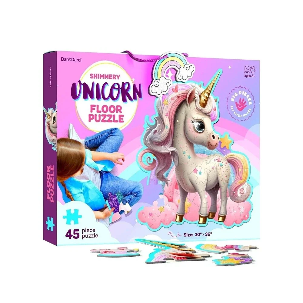 Jumbo Shimmery Floor Puzzle Unicorn Jigsaw Large 45 Piece NEW 30